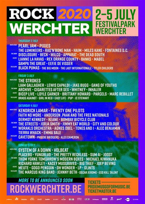 rock werchter 2020 line up